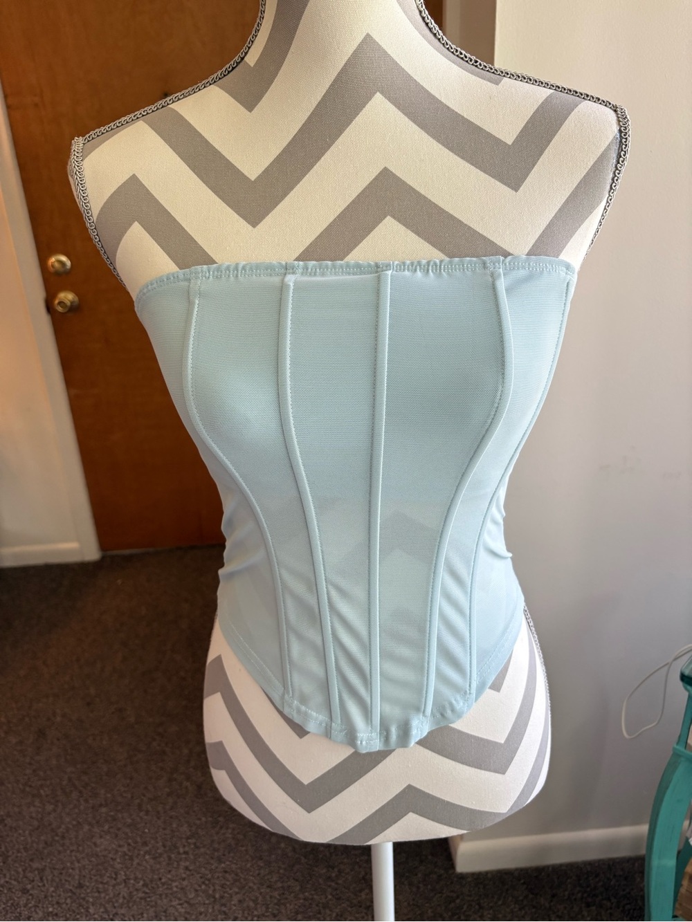 Strapless Light Blue Corset Top